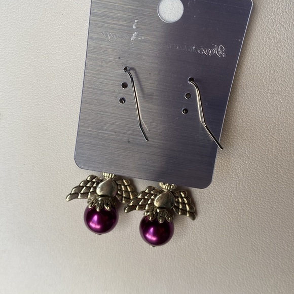 Silver and Purple Angel Earrings - Picture 3 of 3